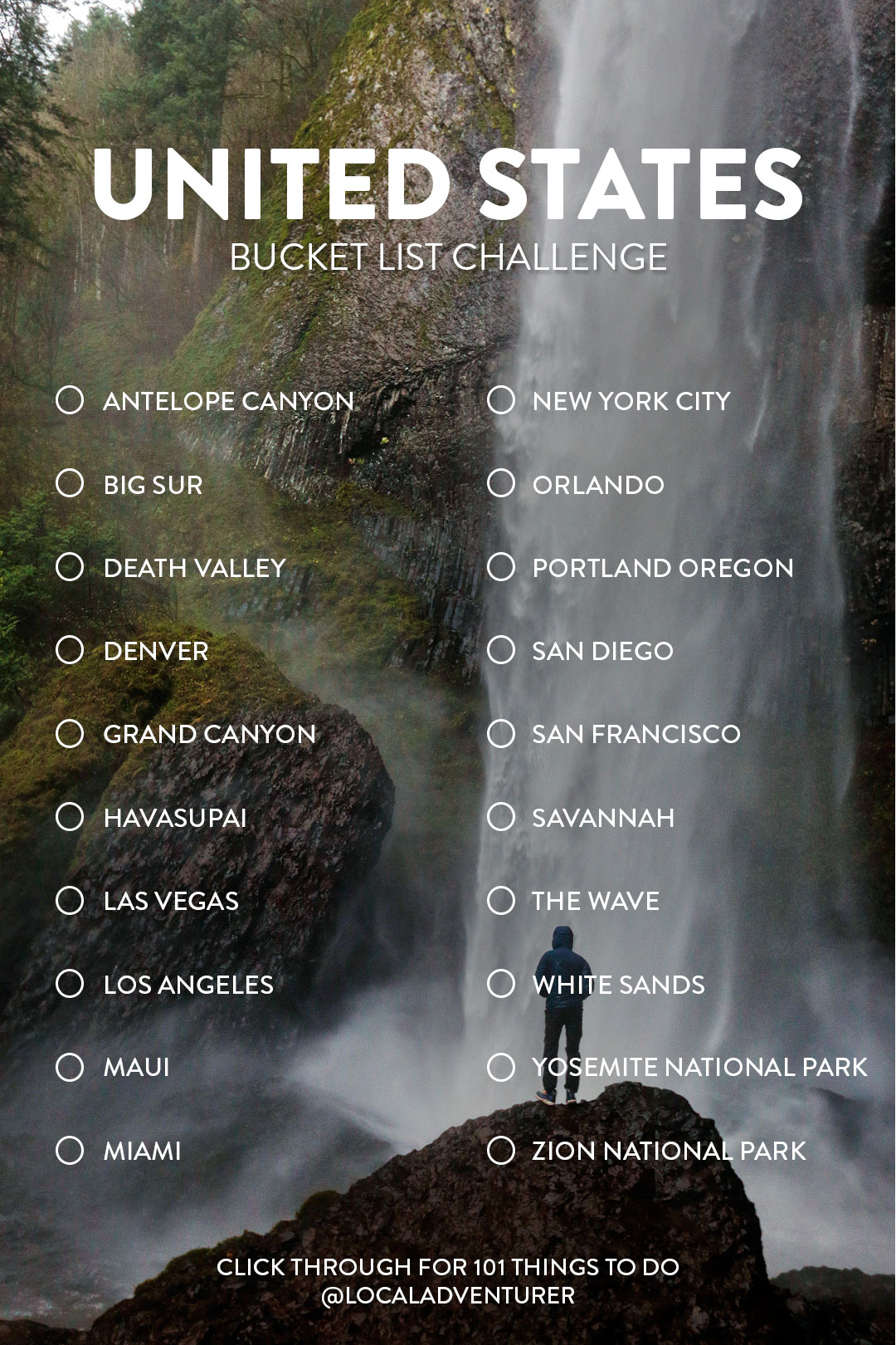 United States Bucket List Challenge // Local Adventurer #usa #bucketlist